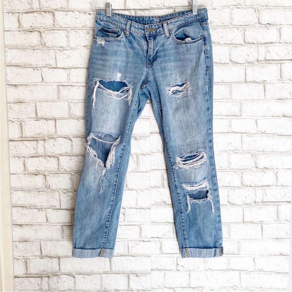Gap Distressed Cropped Sexy Boyfriend Fit Jeans 2